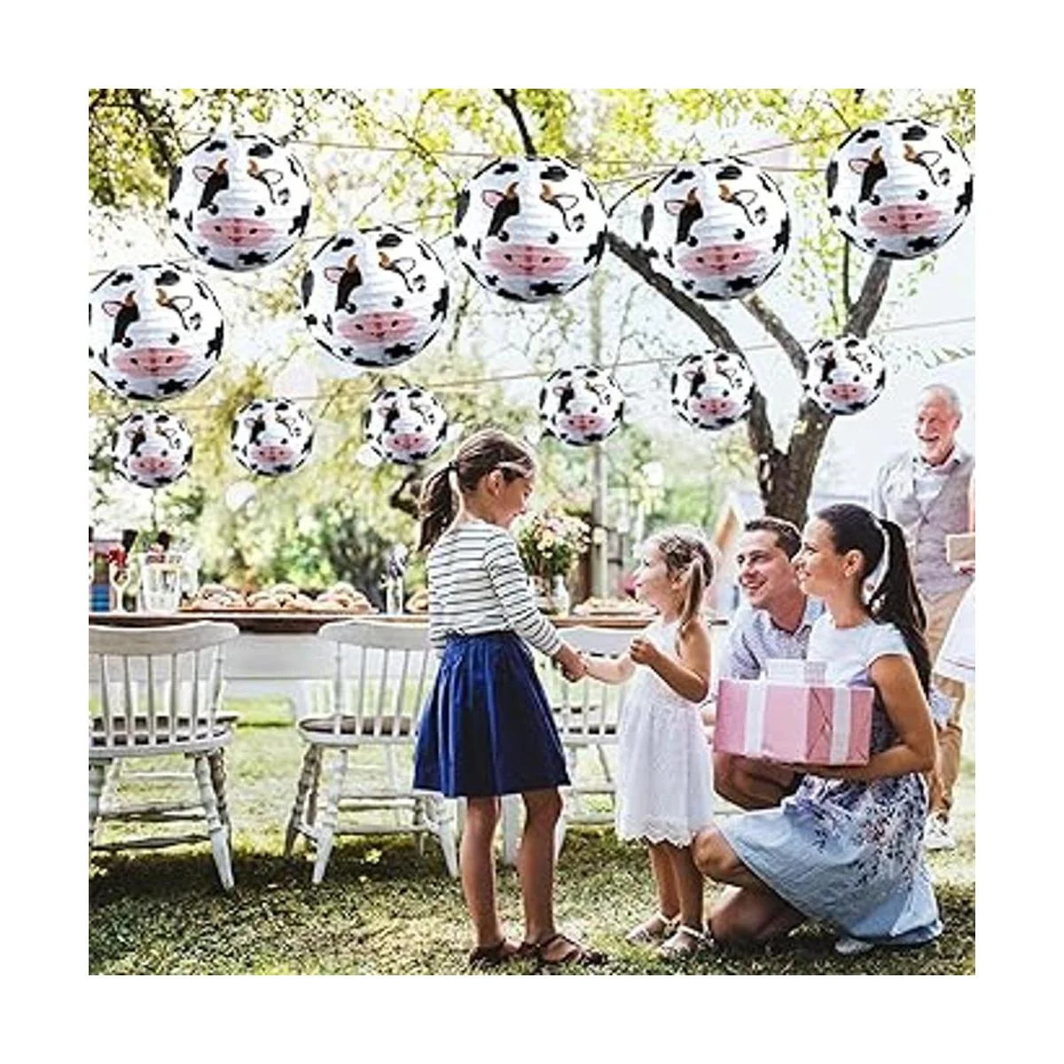 6 piezas de decoración de fiesta de vaca faroles de papel_3
