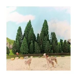 52pcs Modelo Pinos Verdes Pines De Plástico Para Bosque HO_4