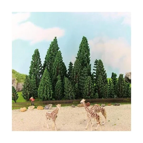 52pcs Modelo Pinos Verdes Pines De Plástico Para Bosque HO_4