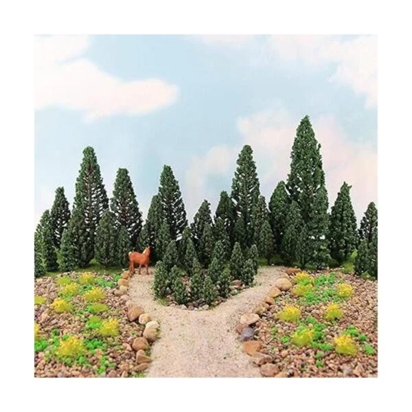 52pcs Modelo Pinos Verdes Pines De Plástico Para Bosque HO_3