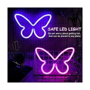 2 letreros de mariposa de neón con luces LED de mariposa_4
