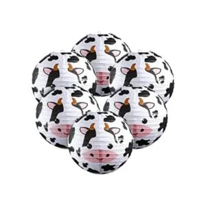 6 piezas de decoración de fiesta de vaca faroles de papel_1