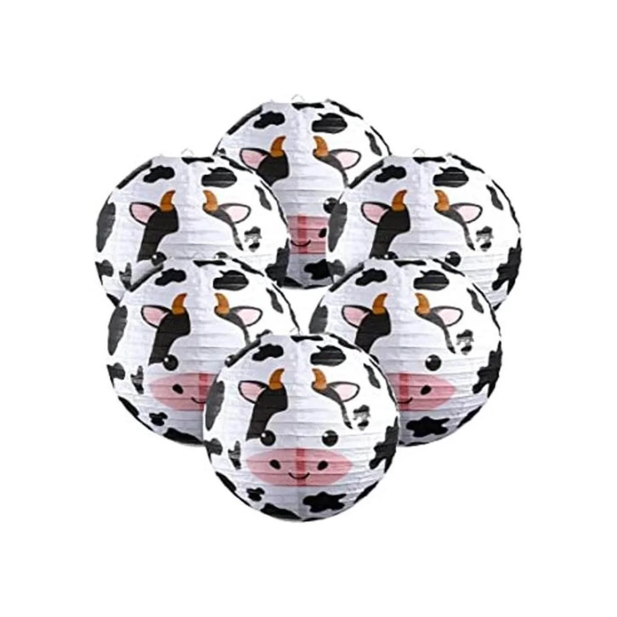 6 piezas de decoración de fiesta de vaca faroles de papel_1