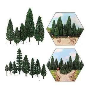 52pcs Modelo Pinos Verdes Pines De Plástico Para Bosque HO_1