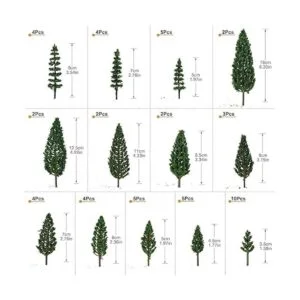 52pcs Modelo Pinos Verdes Pines De Plástico Para Bosque HO_5