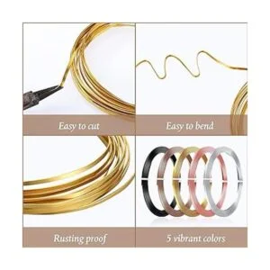 Hotop 5 rollos de alambre plano de aluminio anodizado_3