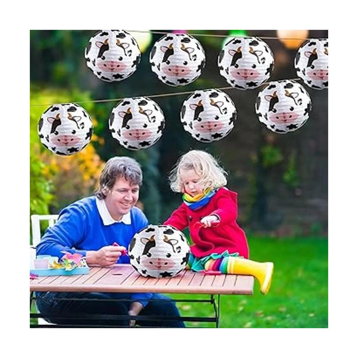 6 piezas de decoración de fiesta de vaca faroles de papel_2