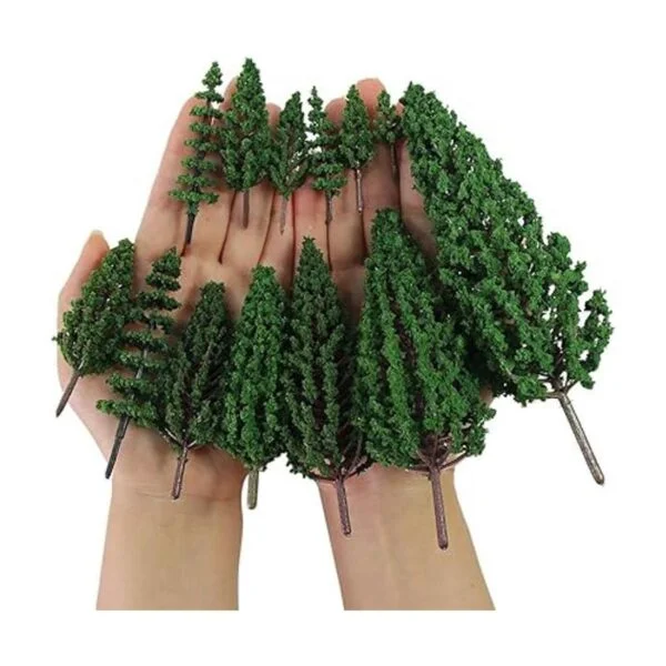52pcs Modelo Pinos Verdes Pines De Plástico Para Bosque HO_6