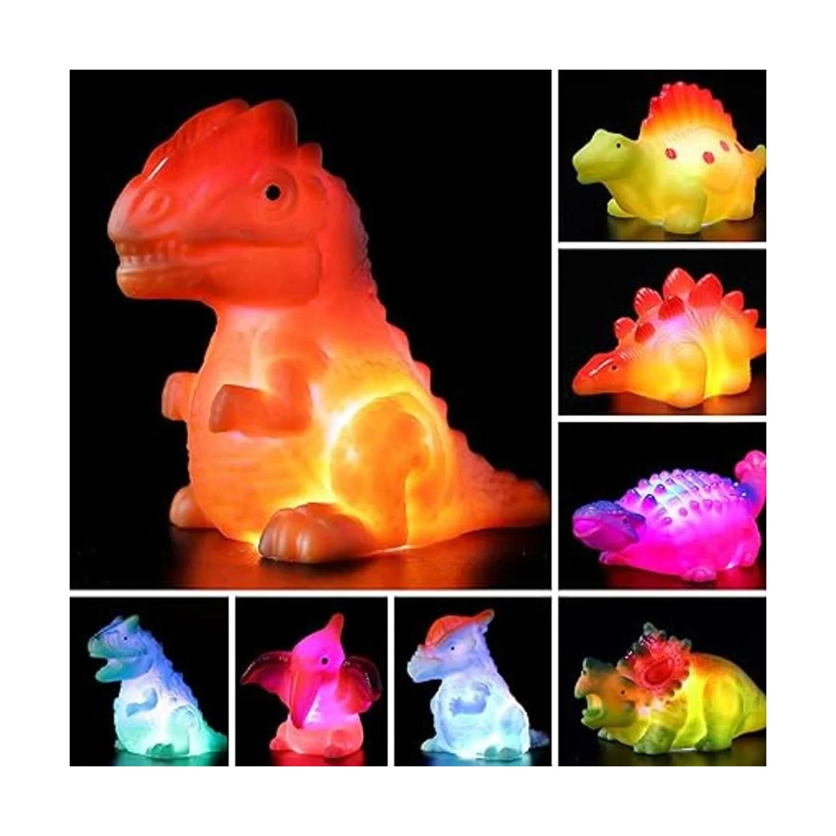 Paquete de 8 juguetes de baño de dinosaurio iluminados sin_4