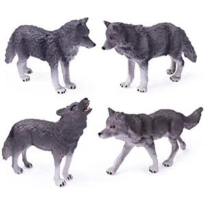 Juego de 4 figuras de juguete de lobo para niños figuras_1