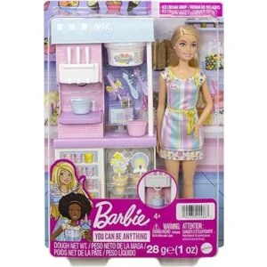 Barbie Set de juegos de helados con muñeca rubia de 12_6