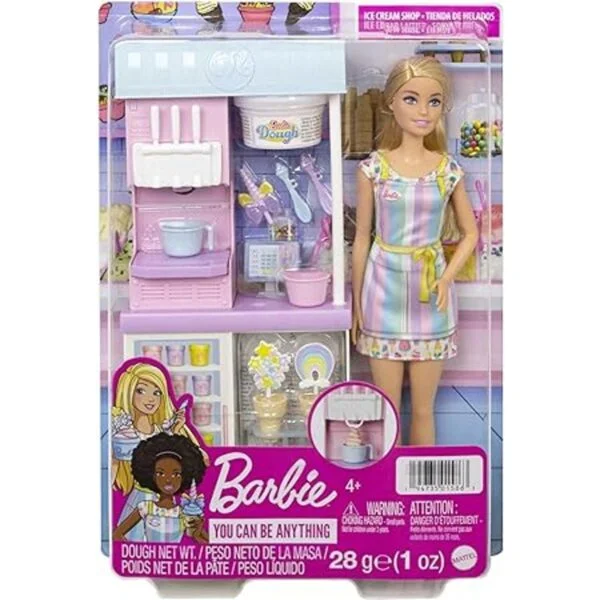 Barbie Set de juegos de helados con muñeca rubia de 12_6