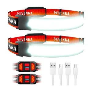 SEVENKA Linterna frontal LED de haz ancho paquete de 2_1