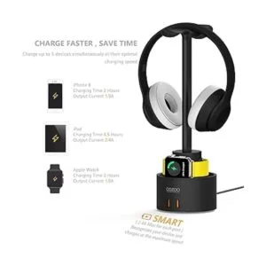 COZOO Soporte para auriculares con 5 cargadores USB_4