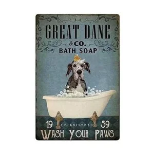 Cartel de metal para perro con texto en inglés Great Dane_2