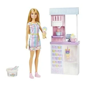 Barbie Set de juegos de helados con muñeca rubia de 12_1