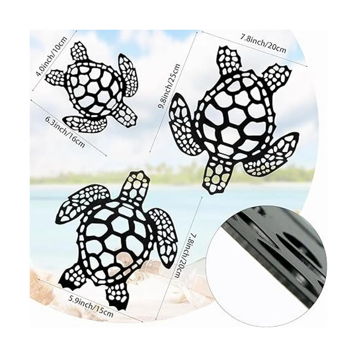 3 piezas de tortuga marina decoración de metal de tortuga_2