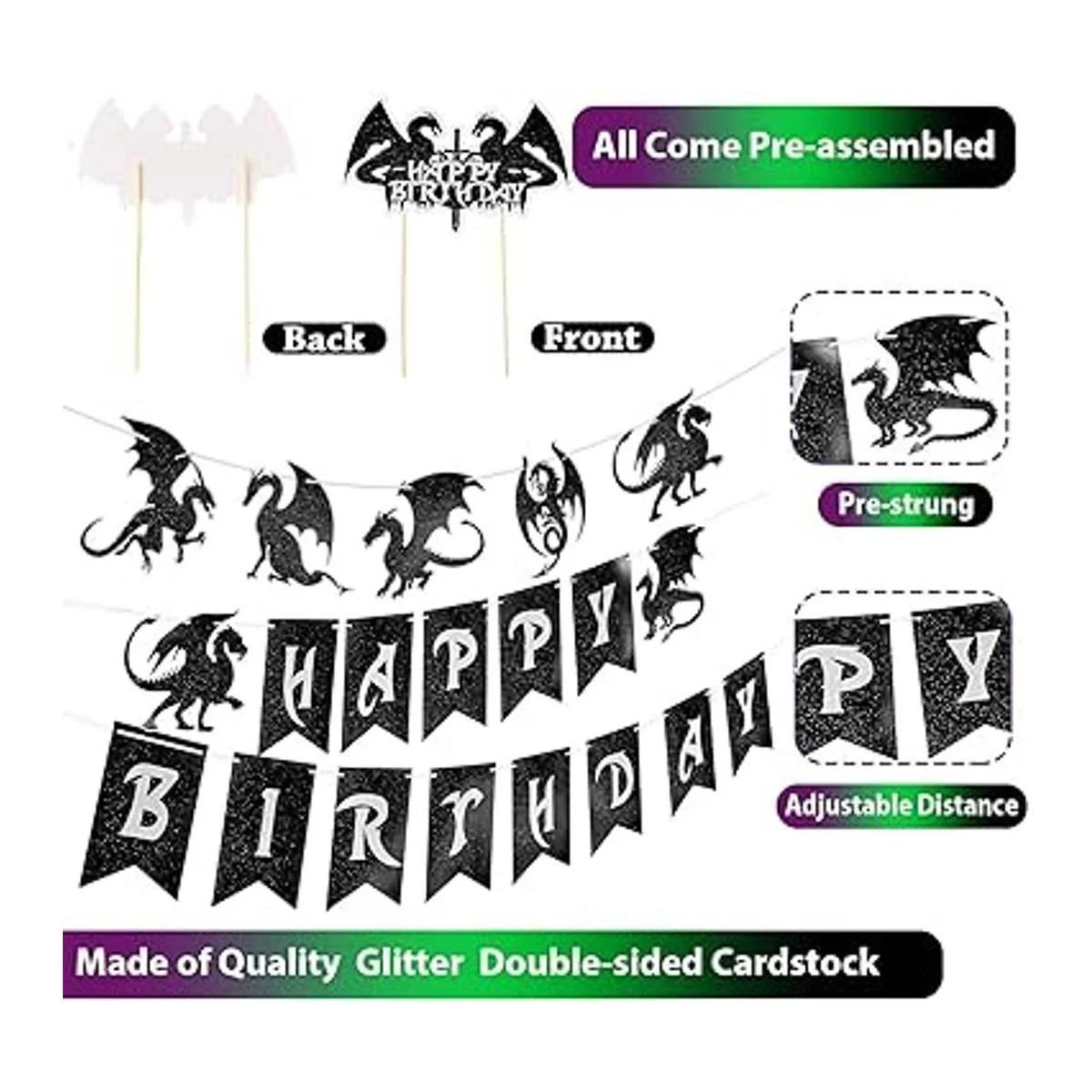 5 piezas de decoración de pastel de dragón diseño de_4