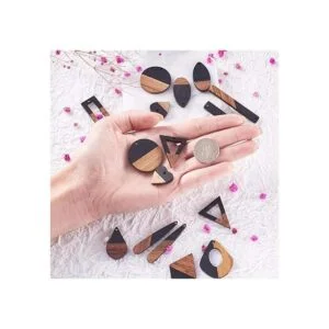 Beadthoven 20 pares de dijes de resina de madera natural_4