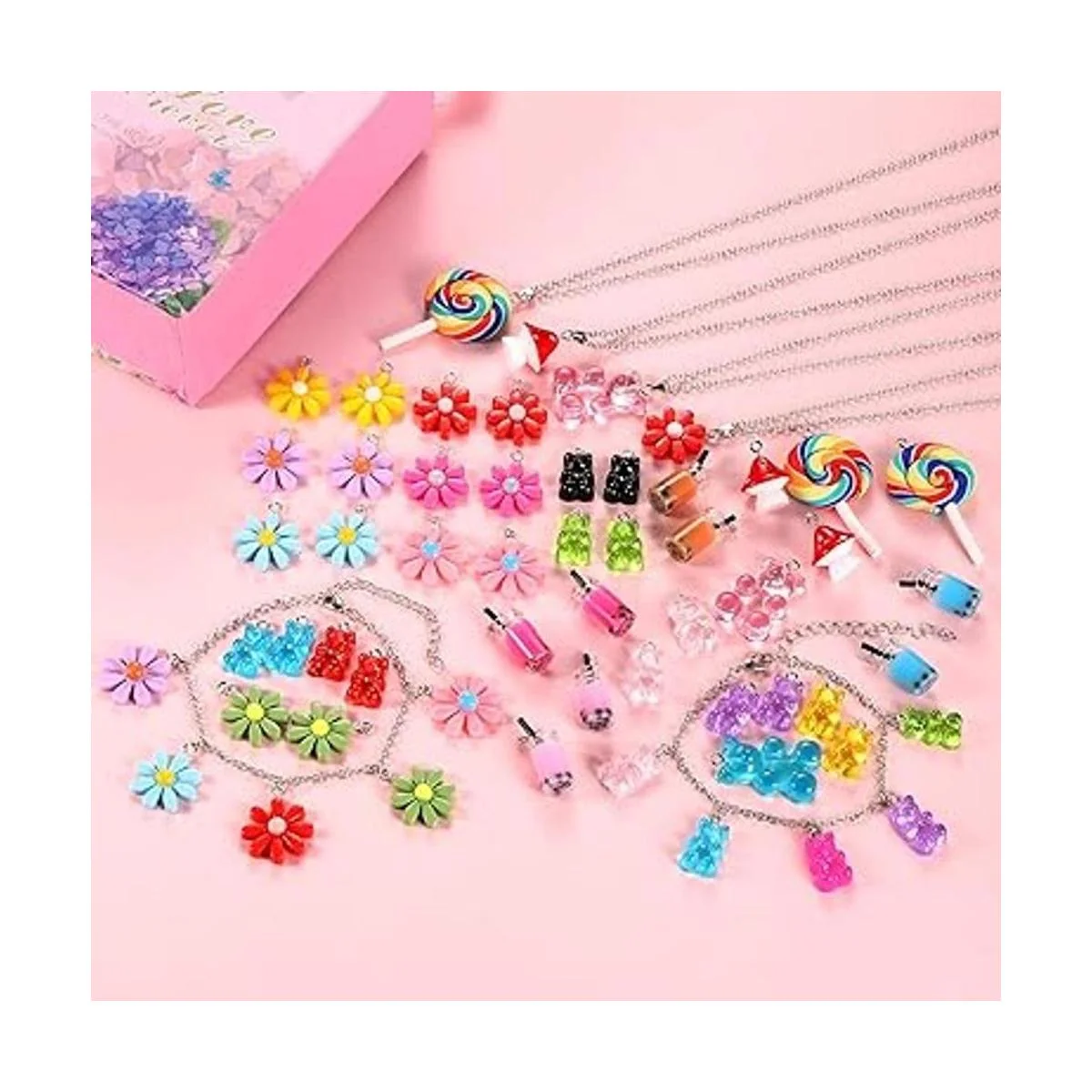 HSWE Juego de 263 pulseras con dije colorido oso de_7