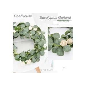 DearHouse Guirnalda de eucalipto artificial de seda_2