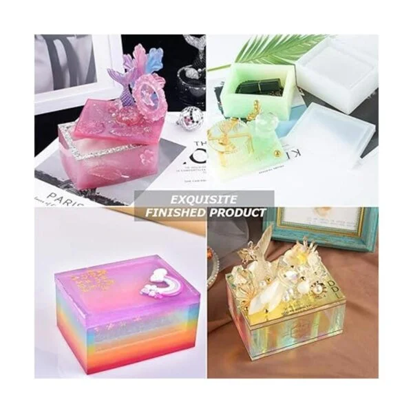 Caja de pañuelos de silicona molde de resina con tapa_5