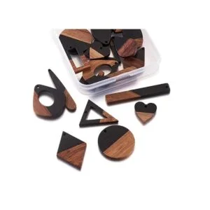 Beadthoven 20 pares de dijes de resina de madera natural_6