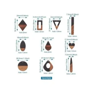 Beadthoven 20 pares de dijes de resina de madera natural_3