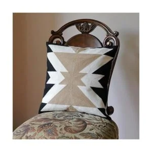Funda de almohada con bordado azteca de café negro y_4