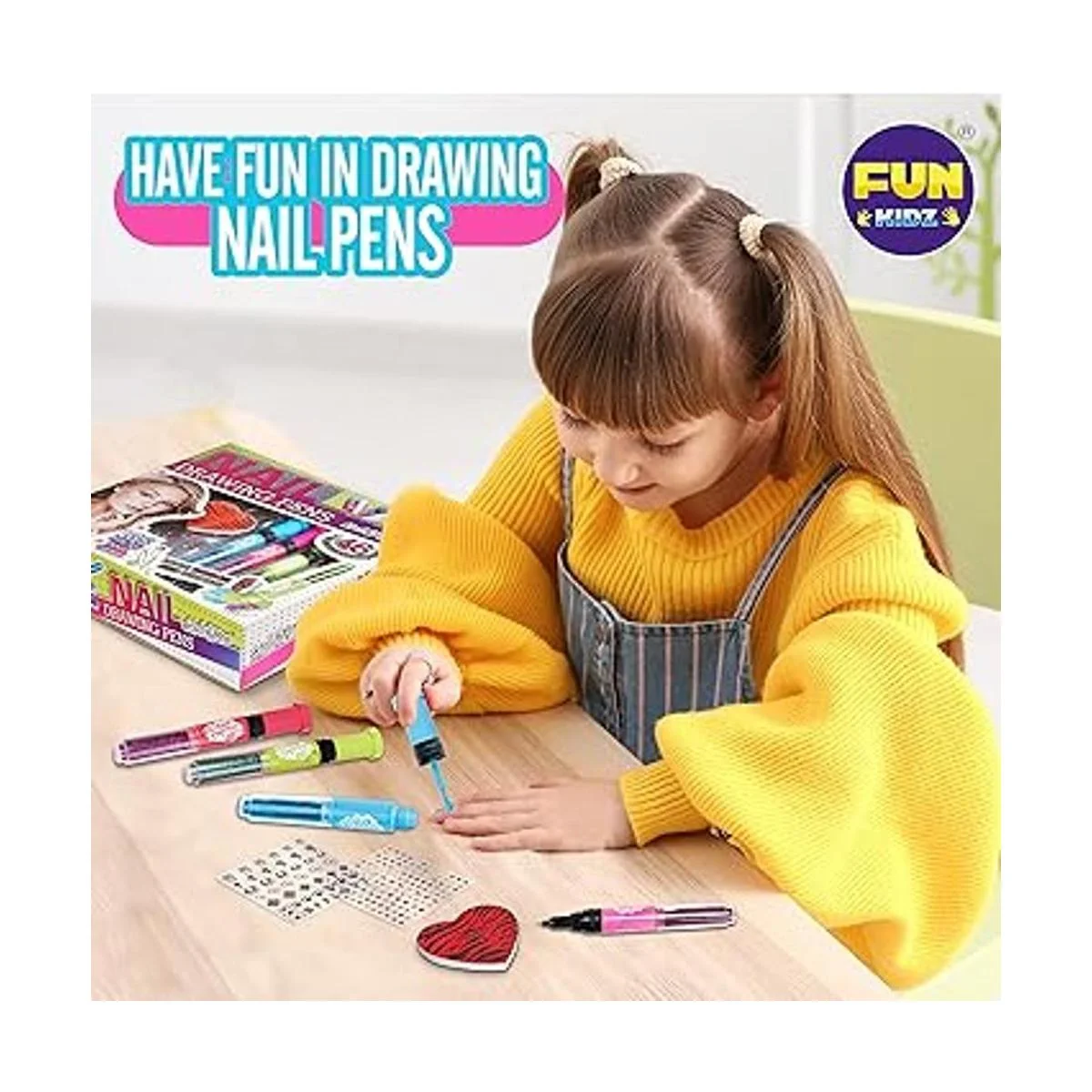 FunKidz Kit de uñas para niñas de 7 a 12 años juego de_6