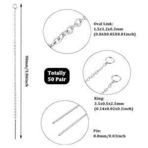 Pandahall 50 pares de pendientes largos de acero_4