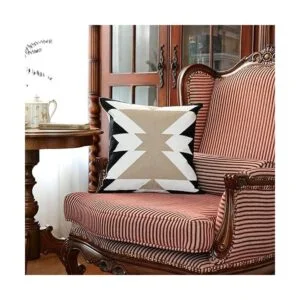 Funda de almohada con bordado azteca de café negro y_3