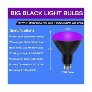 BR30 Bombillas de luz negra UV 2 unidades para fiesta_2