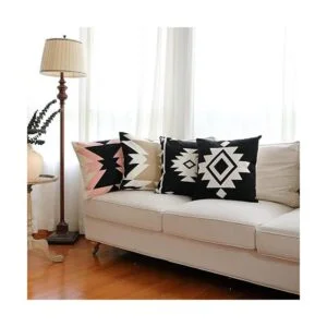 Funda de almohada con bordado azteca de café negro y_6