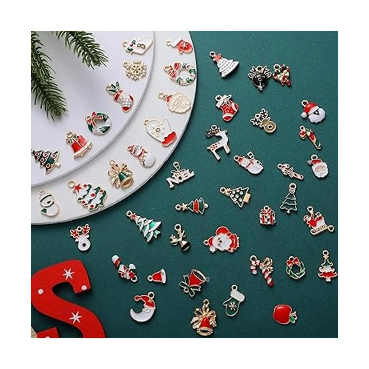 Jadive 100 piezas de dijes de Navidad colgantes de Papá_4