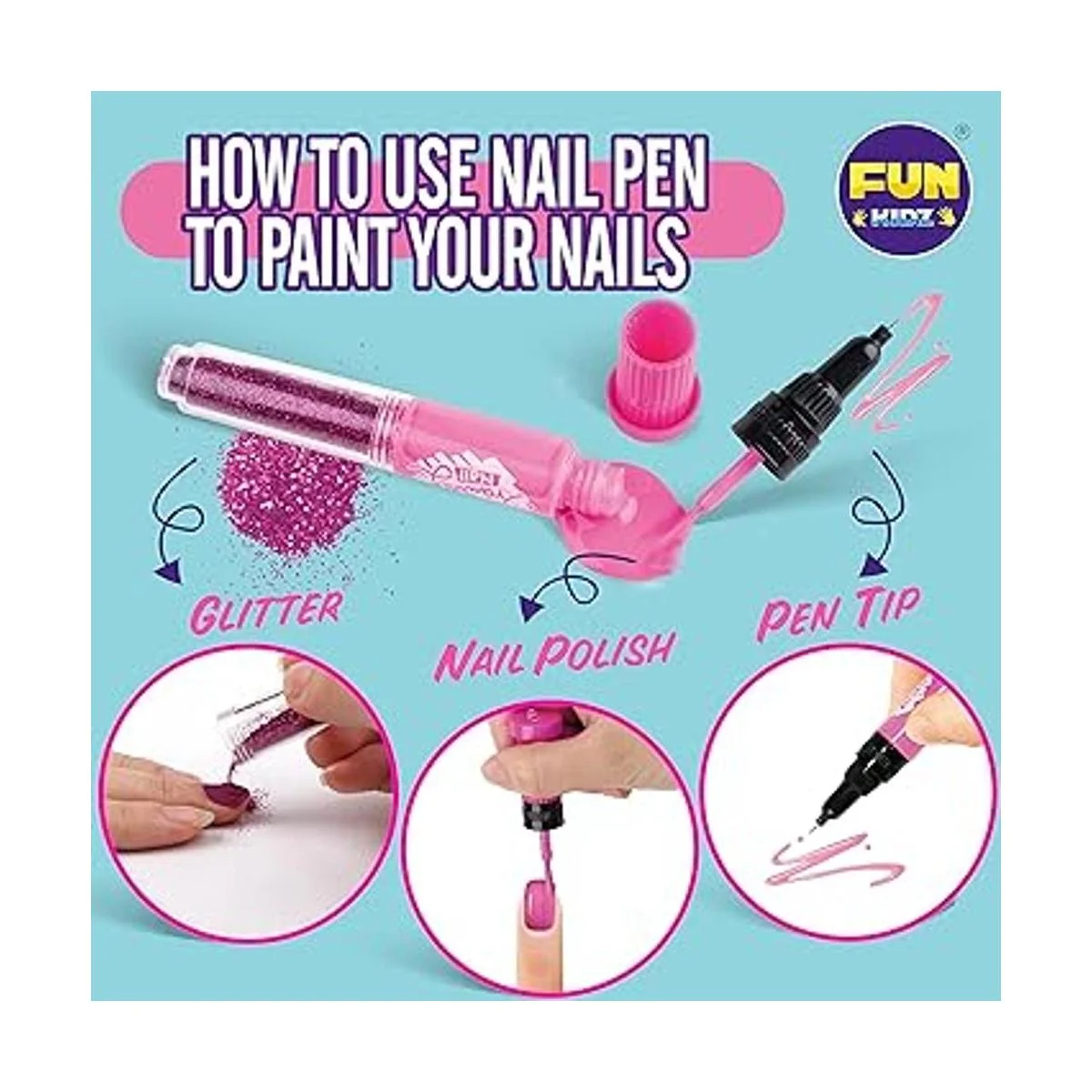 FunKidz Kit de uñas para niñas de 7 a 12 años juego de_5