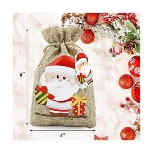 WorldBazaar Bolsas de regalo pequeñas de yute de Navidad_2