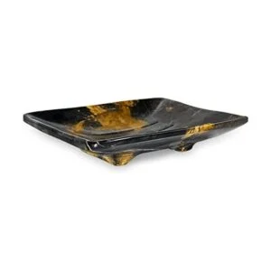 TheWolfard Soporte de jabón de mármol negro y dorado hecho_1