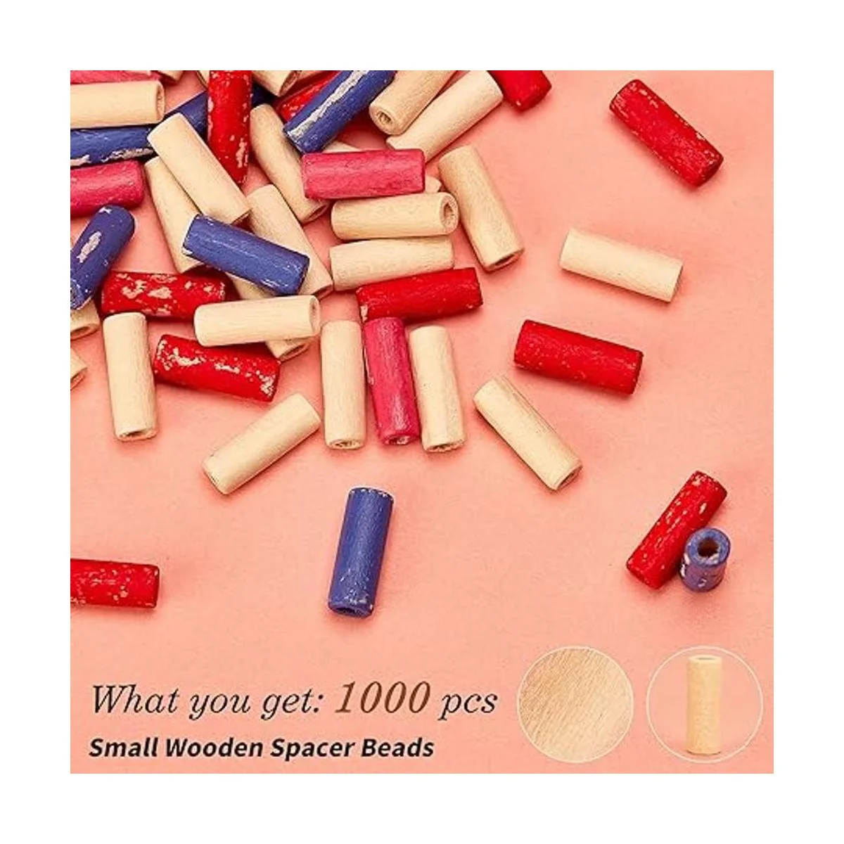 AHANDMAKER 1000 cuentas de madera de tubo cuentas de tubo_5