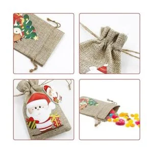 WorldBazaar Bolsas de regalo pequeñas de yute de Navidad_3