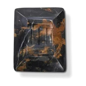 TheWolfard Soporte de jabón de mármol negro y dorado hecho_3