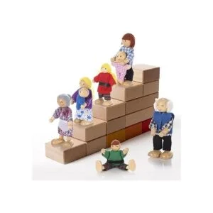 Casa de muñecas de madera familia de 8 pequeñas figuras_3
