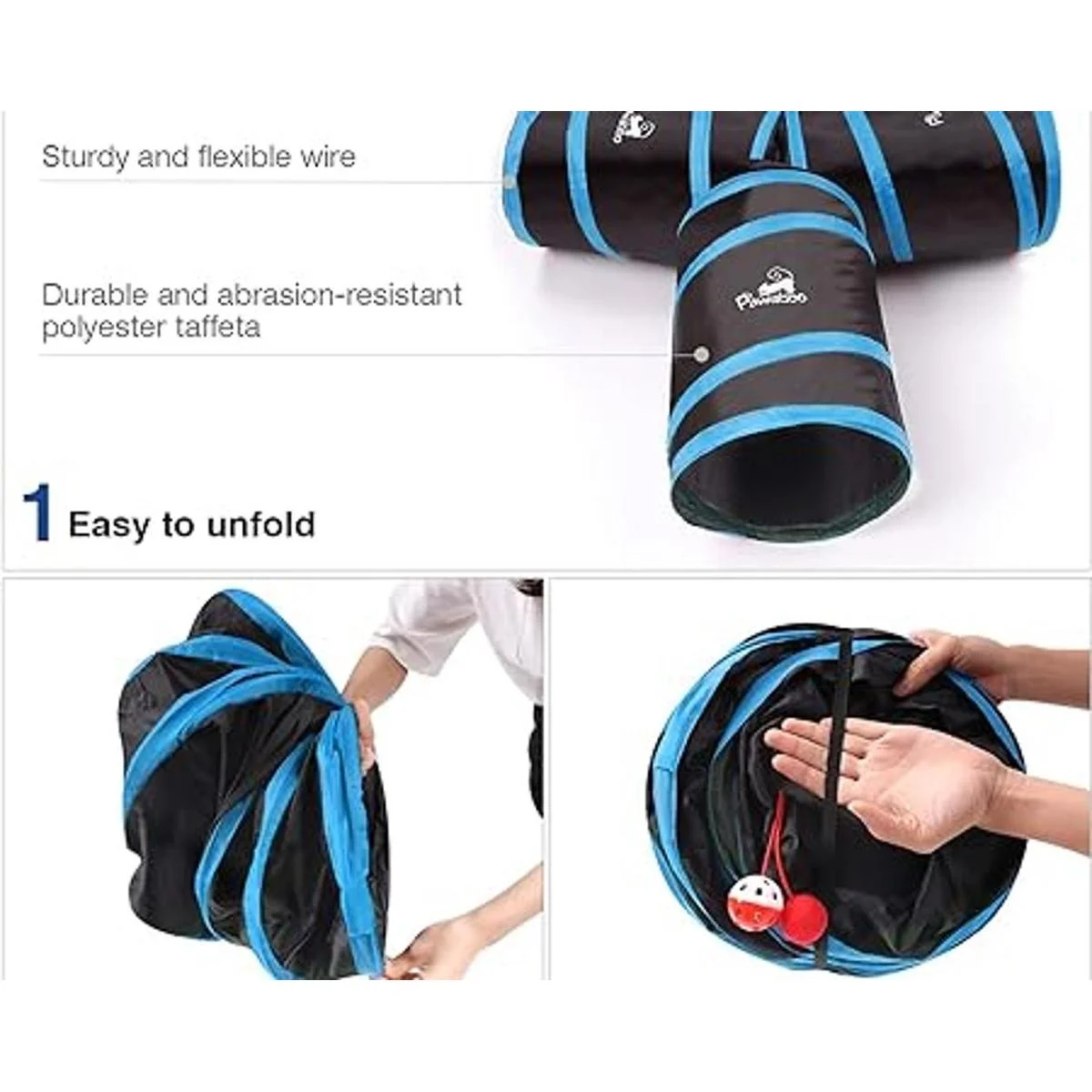 Pawaboo Cat Toys Cat Tunnel Tube 345 Tunnels 25x40cm_6