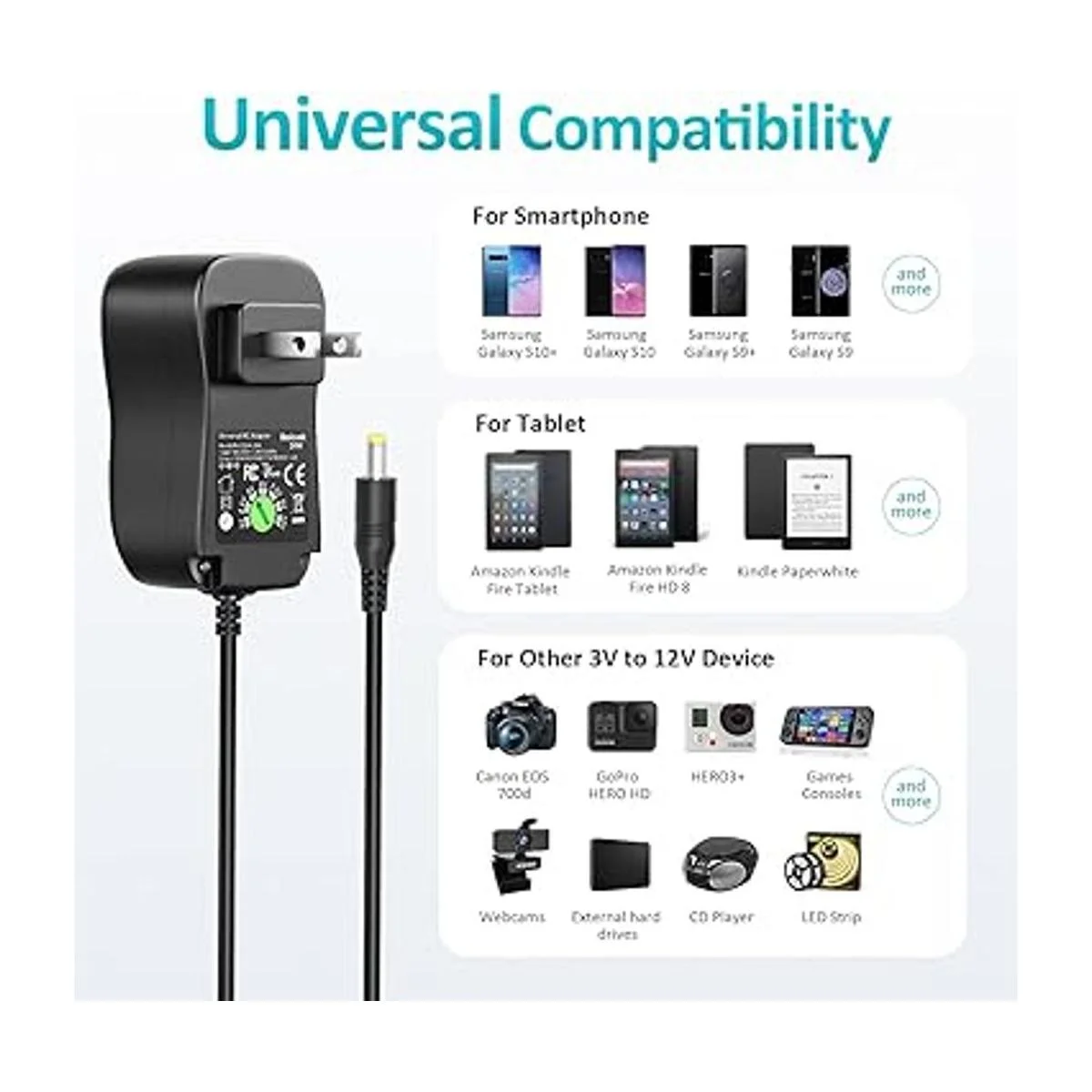Basicvolt Adaptador universal de CACC fuente de_4