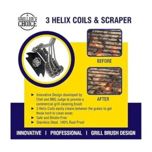 Grillers Choice Cepillo de parrilla comercial 2 bobinas_2