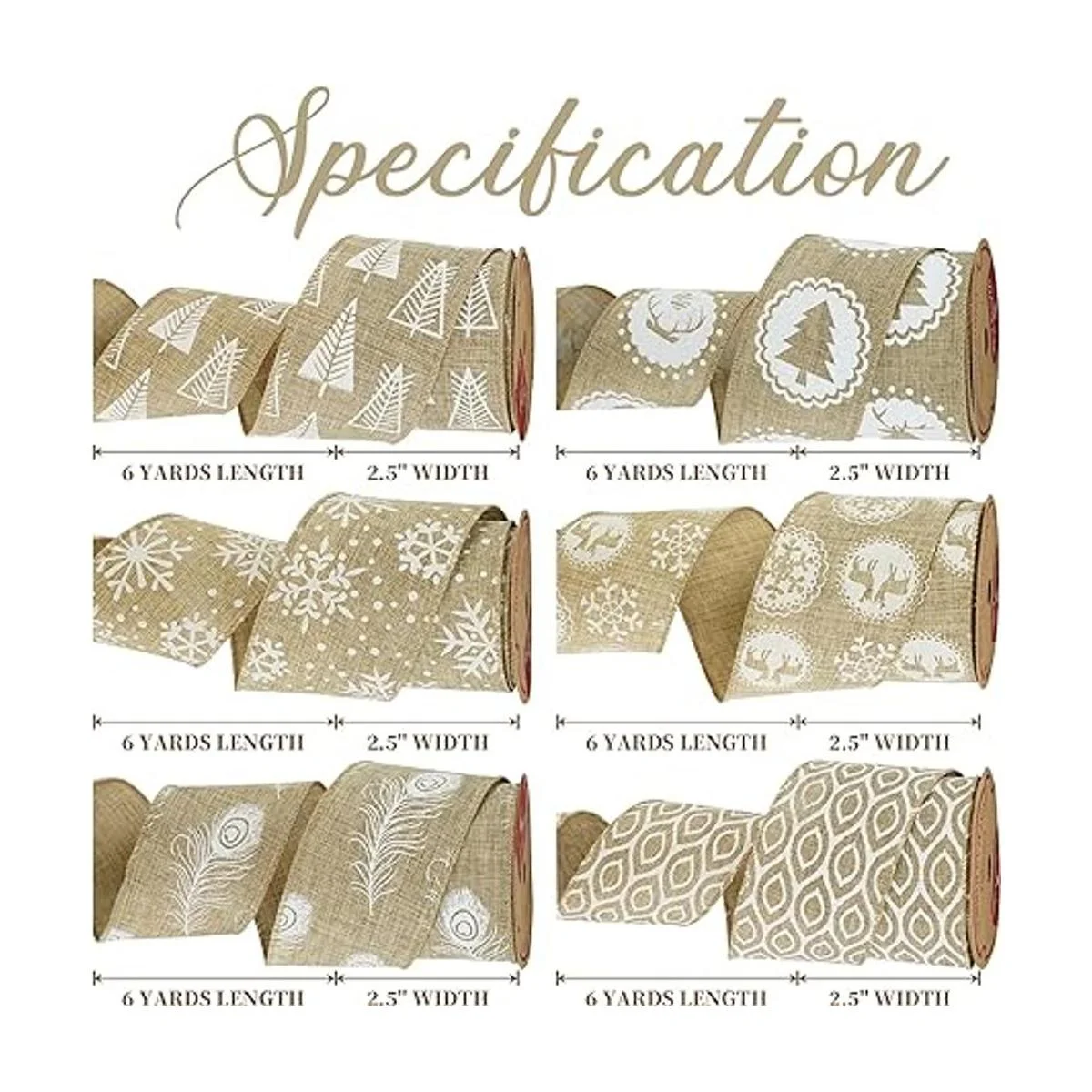MEEDEE Cintas de Navidad de 2.5 pulgadas 6 rollos 36_2
