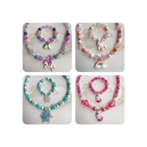 EleMirsa Juego de 4 collares de unicornio para niña y_7