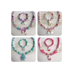 EleMirsa Juego de 4 collares de unicornio para niña y_5