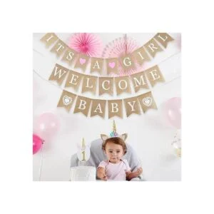 MEEDEE Pancarta de arpillera de bienvenida para niñas y_5