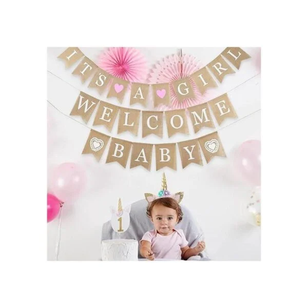 MEEDEE Pancarta de arpillera de bienvenida para niñas y_5